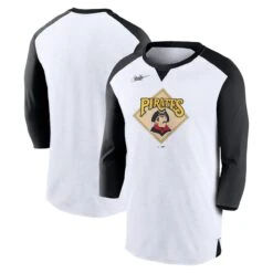 Men's Pittsburgh Pirates Nike White/Black Rewind 3/4-Sleeve T-Shirt