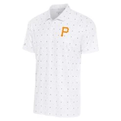Men's Pittsburgh Pirates Antigua White/Black 19th Hole Polo