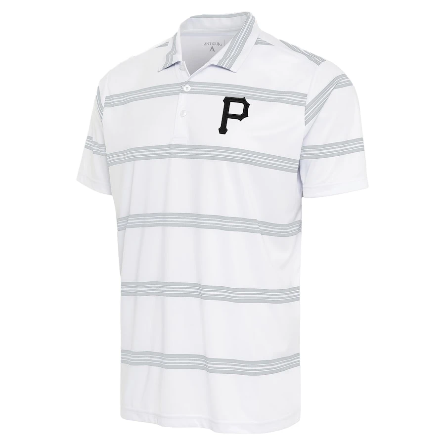 Men's Pittsburgh Pirates Antigua White/Gray Groove Polo