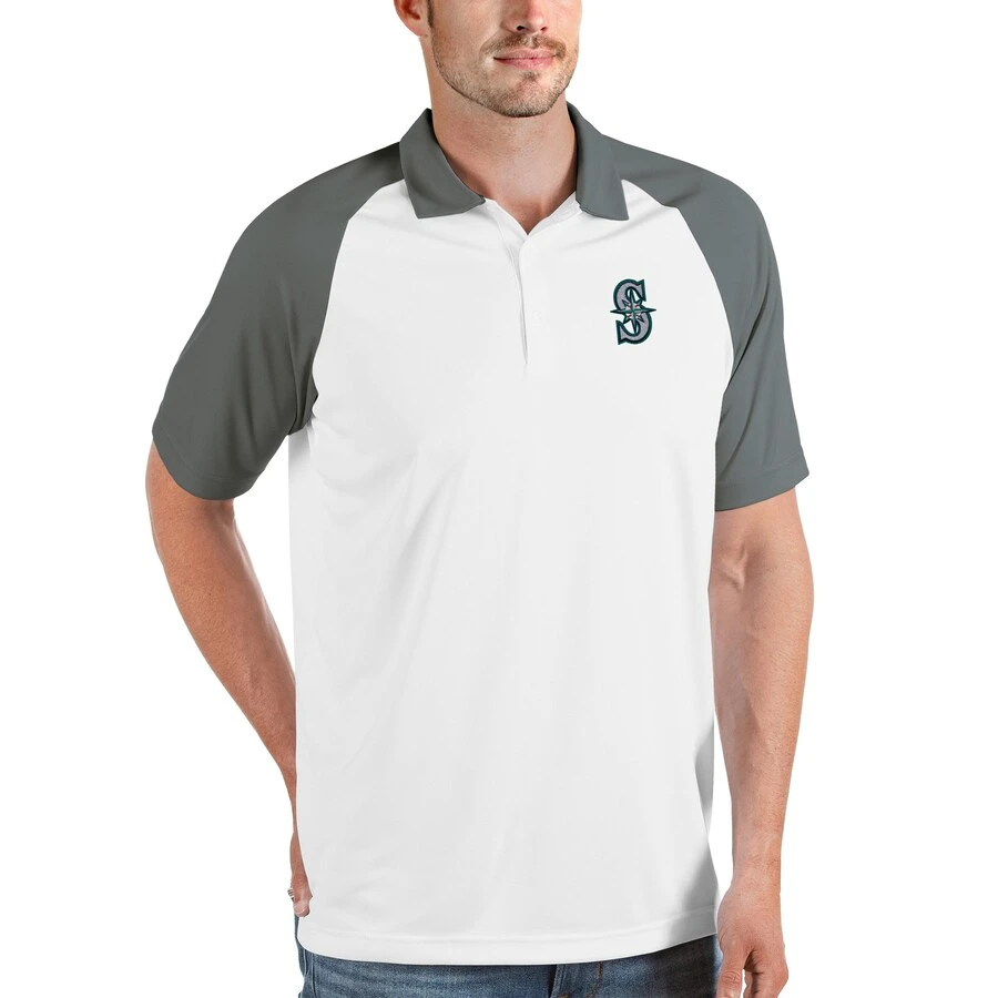 Men's Seattle Mariners Antigua White/Gray Nova Polo