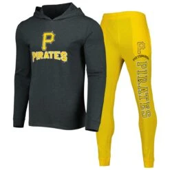 Men's Pittsburgh Pirates Concepts Sport Heather Gold/Heather Charcoal Meter Pullover Hoodie & Joggers Set