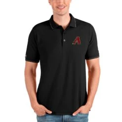 Men's Arizona Diamondbacks Antigua Black Affluent Polo
