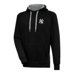 Men's New York Yankees Antigua Black Metallic Victory Pullover Hoodie