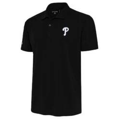 Men's Philadelphia Phillies Antigua Black Apex Polo