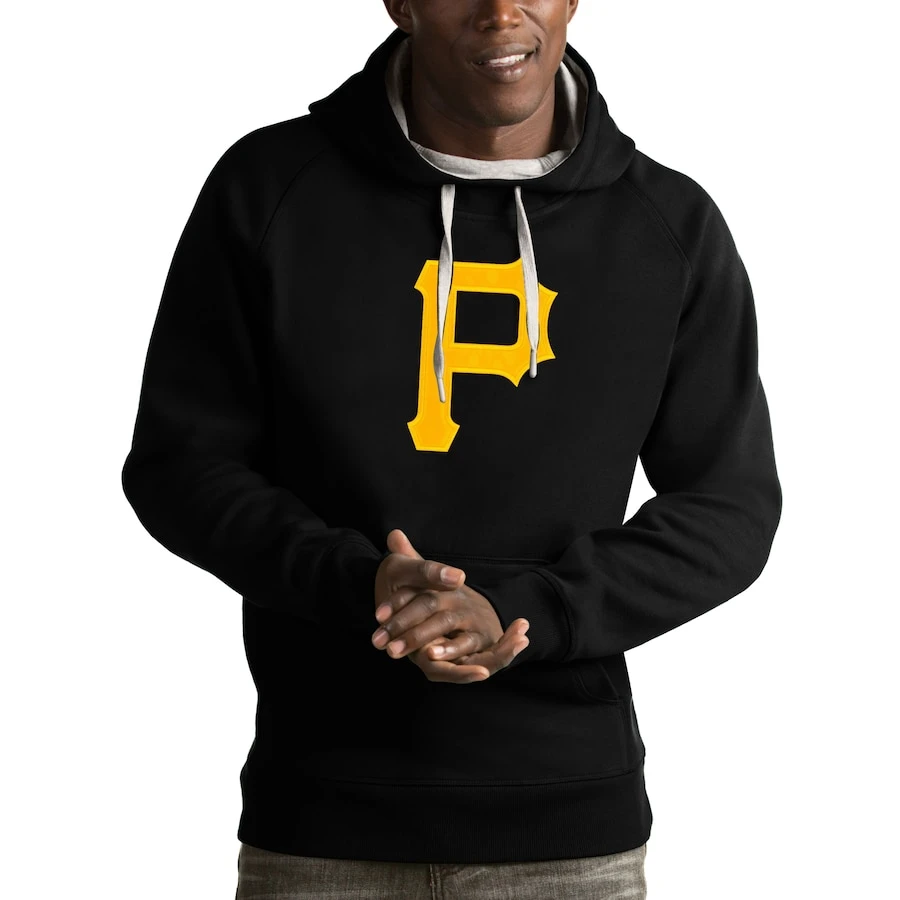 Men's Pittsburgh Pirates Antigua Black Victory Pullover Hoodie