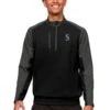 Men's Seattle Mariners Antigua Black Team Quarter-Zip Pullover Top