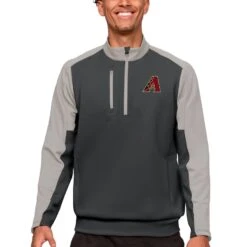 Men's Arizona Diamondbacks Antigua Charcoal Team Quarter-Zip Pullover Top