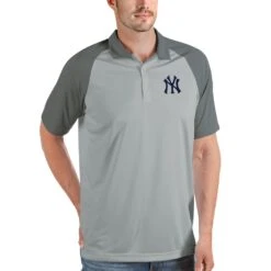 Men's New York Yankees Antigua Gray Nova Polo