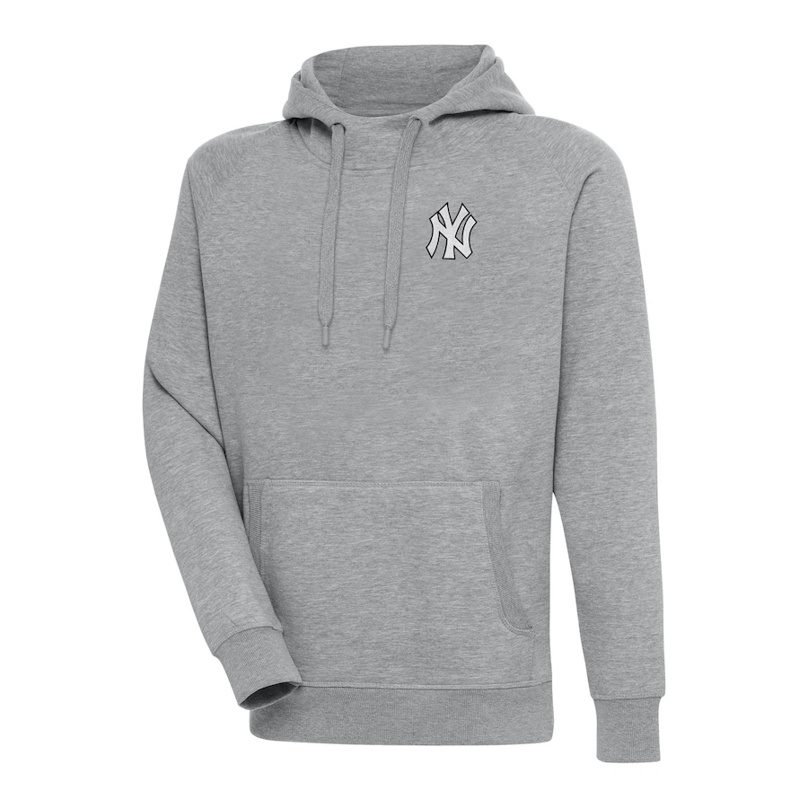 Men's New York Yankees Antigua Heather Gray Metallic Victory Pullover Hoodie