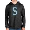 Men's Seattle Mariners Antigua Heathered Black Team Logo Absolute Pullover Hoodie