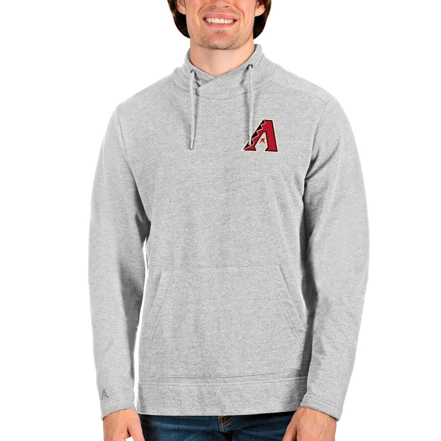 Men's Arizona Diamondbacks Antigua Heathered Gray Team Reward Pullover Sweatshirt