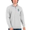 Men's Seattle Mariners Antigua Heathered Gray Action Quarter-Zip Pullover Sweatshirt