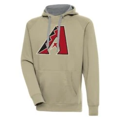 Men's Arizona Diamondbacks Antigua Khaki Victory Pullover Hoodie