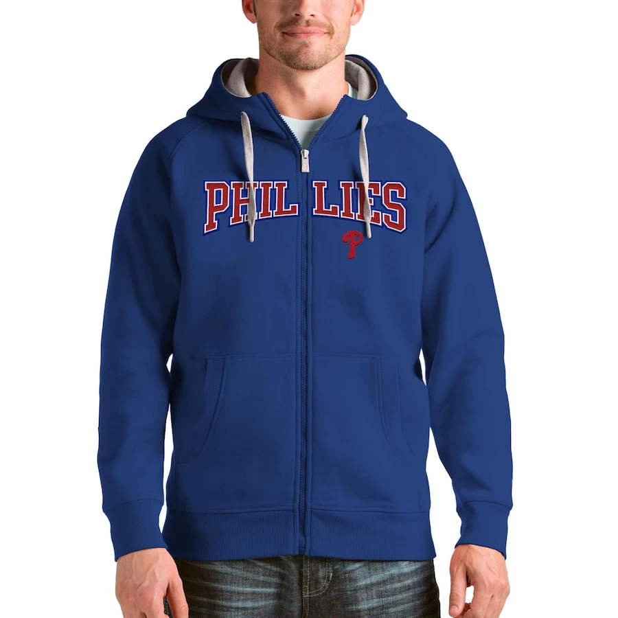 Philadelphia Phillies Antigua Royal Team Logo Victory Full-Zip Hoodie