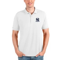 Men's New York Yankees Antigua White Affluent Polo