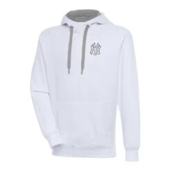 Men's New York Yankees Antigua White Metallic Victory Pullover Hoodie