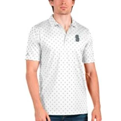 Men's Seattle Mariners Antigua White Spark Polo