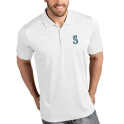 Men's Seattle Mariners Antigua White Tribute Polo