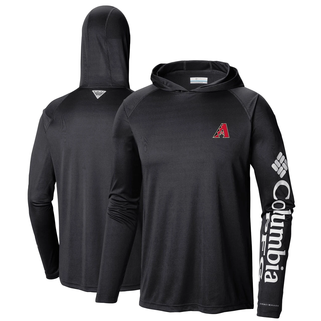 Men's Arizona Diamondbacks Columbia Black Terminal Tackle Long Sleeve Hoodie T-Shirt
