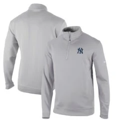 Men's New York Yankees Columbia Gray Omni-Wick Wickhams Hills Half-Zip Pullover Top