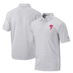Men's Philadelphia Phillies Columbia Gray Golf Club Invite Omni-Wick Polo