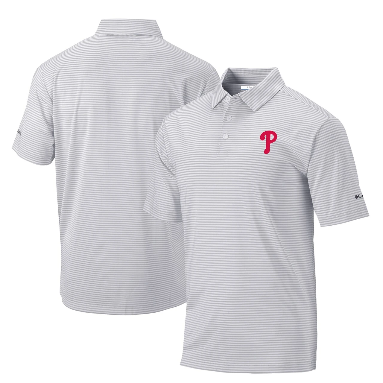 Men's Philadelphia Phillies Columbia Gray Golf Club Invite Omni-Wick Polo