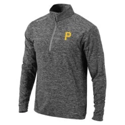 Men's Pittsburgh Pirates Columbia Heather Black Power Fade Omni-Wick Half-Zip Jacket
