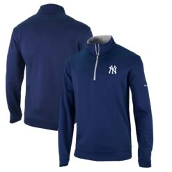 Men's New York Yankees Columbia Navy Omni-Wick Wickhams Hills Half-Zip Pullover Top