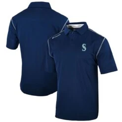 Men's Seattle Mariners Columbia Navy Omni-Wick Shotgun Polo