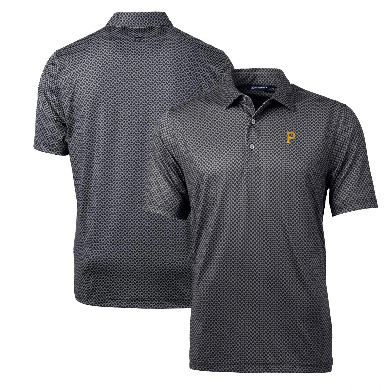 Men's Pittsburgh Pirates Cutter & Buck Black Pike Banner Print Polo