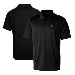 Men's Pittsburgh Pirates Cutter & Buck Black Prospect Textured Stretch Polo