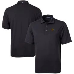 Men's Pittsburgh Pirates Cutter & Buck Black Virtue Eco Pique Recycled Polo