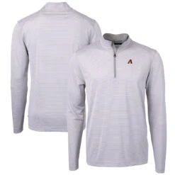 Men's Arizona Diamondbacks Cutter & Buck Gray Virtue Eco Pique Micro Stripe Recycled Quarter-Zip Pullover Top