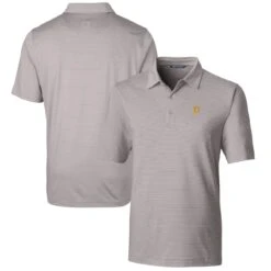 Men's Pittsburgh Pirates Cutter & Buck Gray Forge Pencil Stripe Stretch Polo