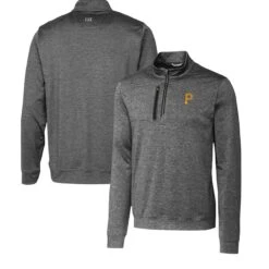 Men's Pittsburgh Pirates Cutter & Buck Gray Stealth Heathered Quarter-Zip Pullover Top