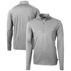 Men's Pittsburgh Pirates Cutter & Buck Gray Virtue Eco Pique Recycled Quarter-Zip Pullover Top