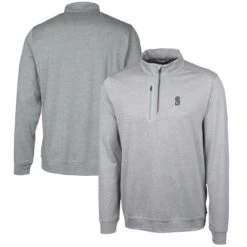 Men's Seattle Mariners Cutter & Buck Gray Stealth Heathered Quarter-Zip Pullover Top