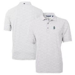 Men's Seattle Mariners Cutter & Buck Gray Virtue Eco Pique Botanical Print Recycled Polo