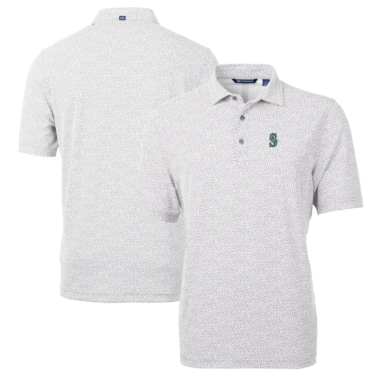 Men's Seattle Mariners Cutter & Buck Gray Virtue Eco Pique Botanical Print Recycled Polo