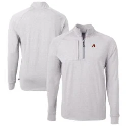 Men's Arizona Diamondbacks Cutter & Buck Heather Gray Adapt Eco Knit Stretch Recycled Quarter-Zip Pullover Top