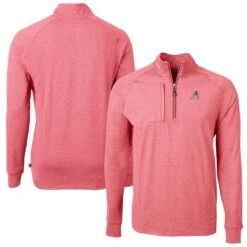 Men's Arizona Diamondbacks Cutter & Buck Heather Red Americana Logo Adapt Eco Knit Stretch Recycled Quarter-Zip Pullover Top