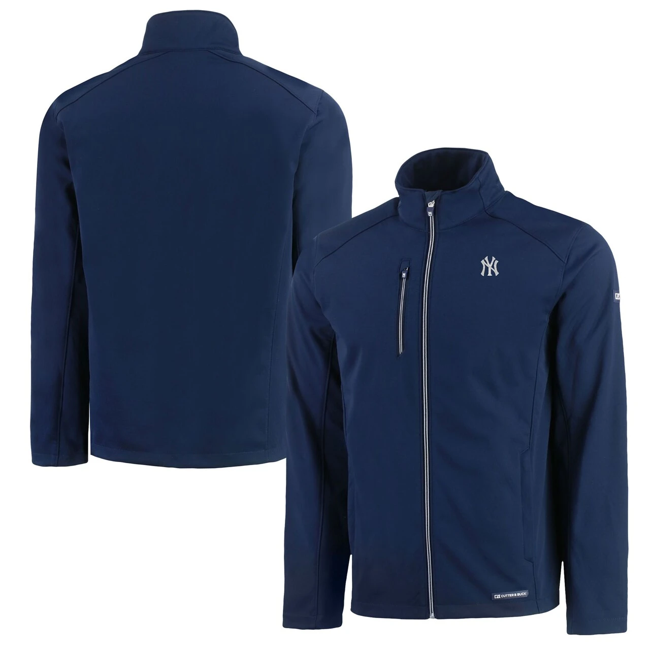 Men's New York Yankees Cutter & Buck Navy Evoke Eco Softshell Recycled Full-Zip Jacket