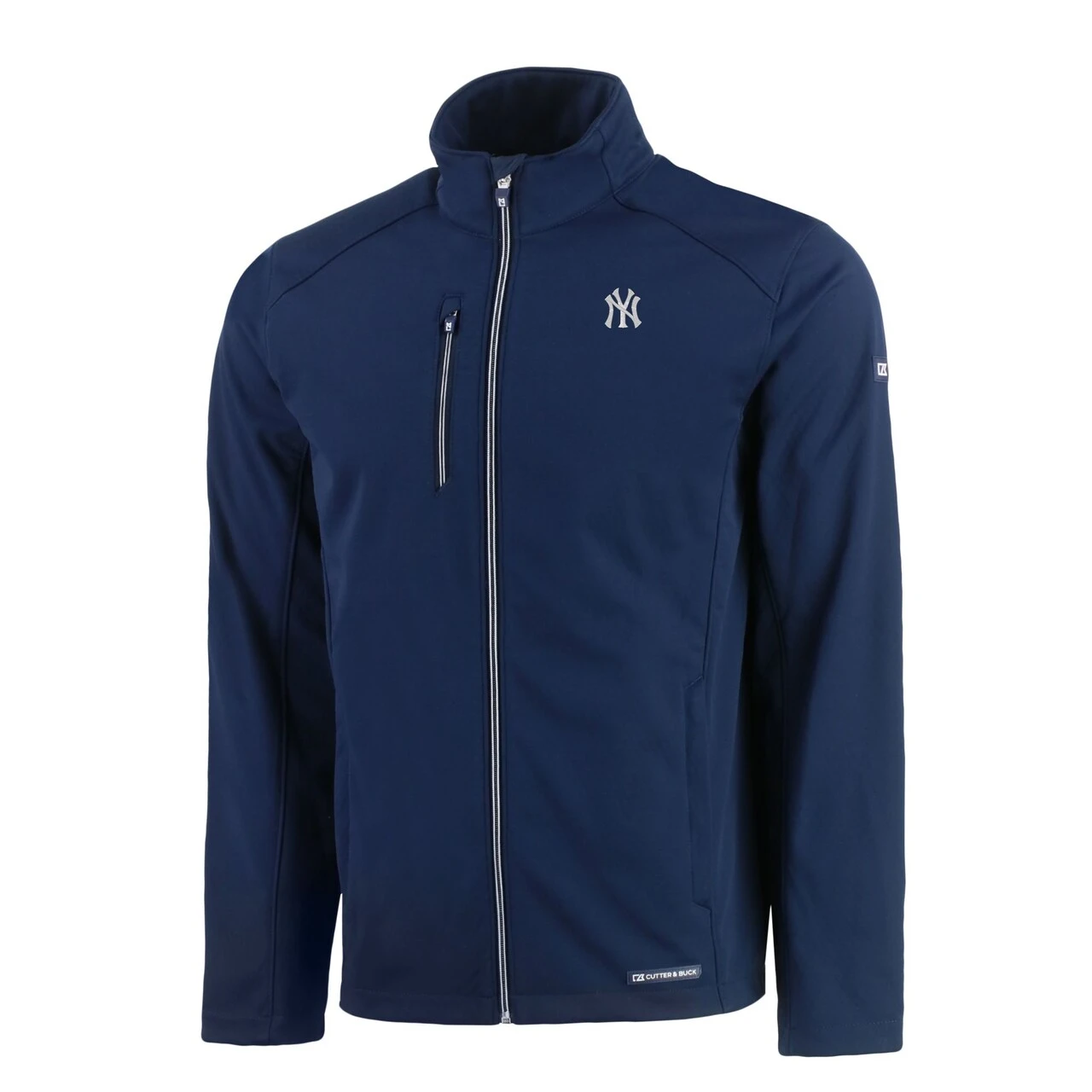 Men's New York Yankees Cutter & Buck Navy Evoke Eco Softshell Recycled Full-Zip Jacket - Image 2