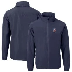 Men's Seattle Mariners Cutter & Buck Navy Americana Logo Charter Eco Knit Recycled Full-Zip Jacket