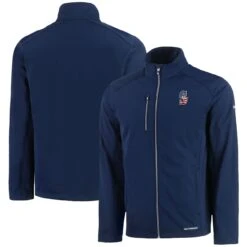 Men's Seattle Mariners Cutter & Buck Navy Americana Logo Evoke Eco Softshell Recycled Full-Zip Jacket