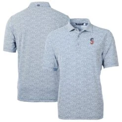 Men's Seattle Mariners Cutter & Buck Navy Americana Logo Virtue Eco-Pique Botanical Recycled Polo