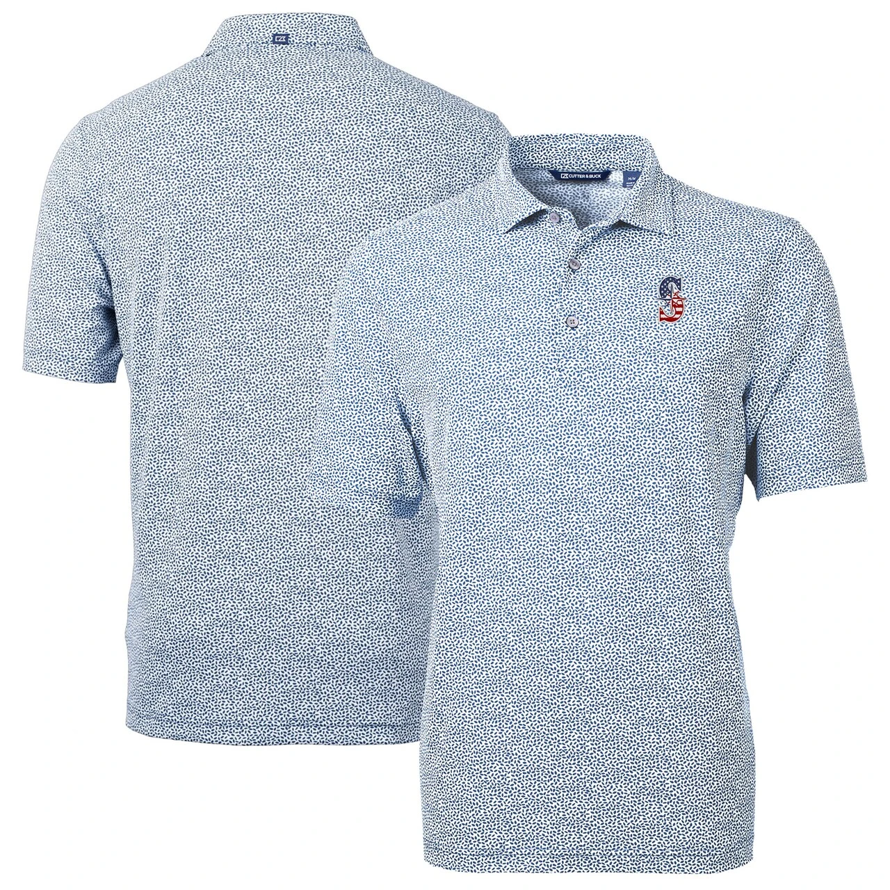Men's Seattle Mariners Cutter & Buck Navy Americana Logo Virtue Eco-Pique Botanical Recycled Polo