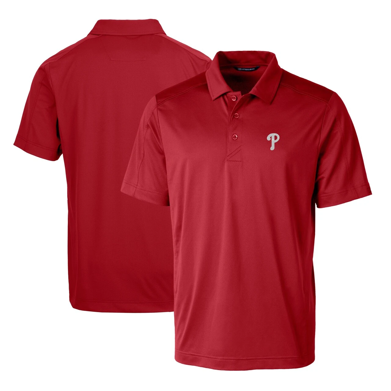 Men's Philadelphia Phillies Cutter & Buck Red Logo Prospect Textured Stretch Polo
