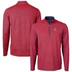 Men's Seattle Mariners Cutter & Buck Red Americana Logo Big & Tall Virtue Eco Pique Recycled Quarter-Zip Pullover Top