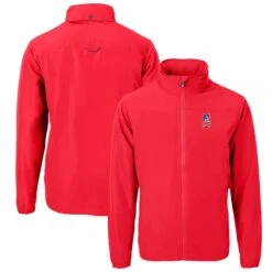 Men's Seattle Mariners Cutter & Buck Red Americana Logo Charter Eco Knit Recycled Full-Zip Jacket